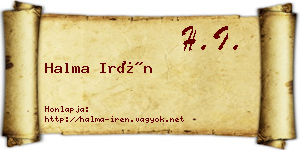 Halma Irén névjegykártya